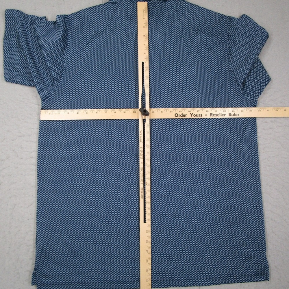 Donald Ross Mens Large Blue Geometric Print Performance Golf Polo Shirt L - Picture 6 of 9